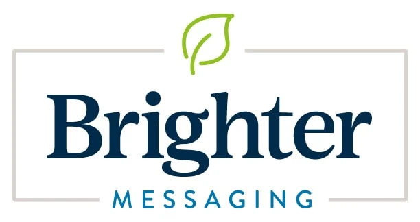 Brighter Messaging logo with a green leaf above the text.