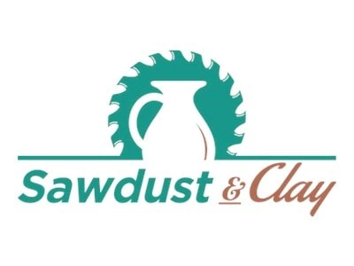Sawdust & Clay logo with a circular saw blade and a clay pot.