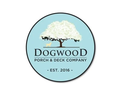 Dogwood Porch & Deck Company logo with a tree and a dog silhouette.