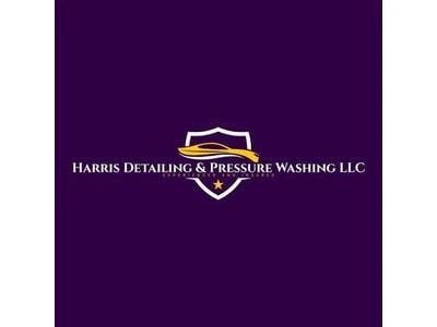 Harris Detailing & Pressure Washing LLC logo on a purple background.