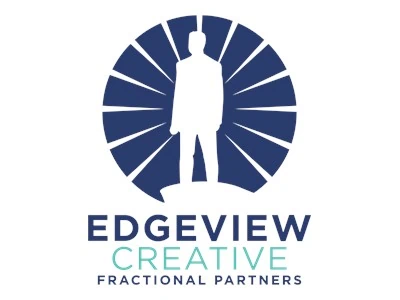 EDGEVIEW CREATIVE logo with a silhouette of a person standing in front of a circular, radiating patt.