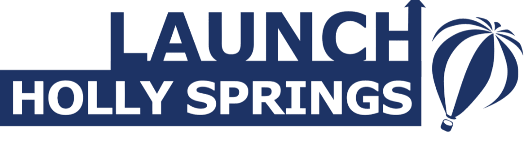 LAUNCH HOLLY SPRINGS logo with a stylized balloon icon in blue.