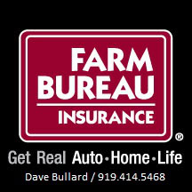 Farm Bureau Insurance logo with white text on a maroon background.
